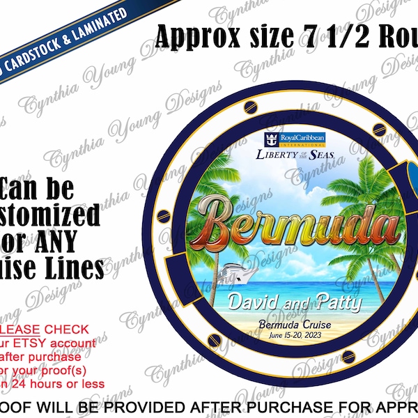Cruise Door Magnet | Porthole Stateroom Cabin Door Magnet | Bermuda Cruise | Stateroom Door Magnet