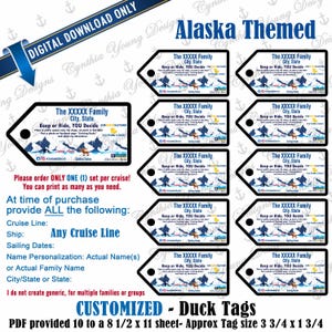 Alaska Duck Tags| Customized With YOUR Personal Info| RCL NCL Princess Celebrity (Any Cruise Line) | Not an Instant Download
