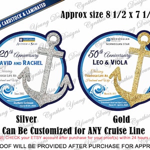Cruise Door Magnet | Anchor Stateroom Door Cruise Magnet | Wedding Anniversary | Cruising through life as Husband and Wife | Any Cruise Line