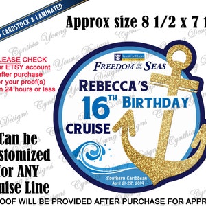 Cruise Door Magnet | Birthday Gold Anchor Wave Cruise Magnet | Cabin Cruise Magnet | Birthday Celebration Cruise | Any Cruise Line