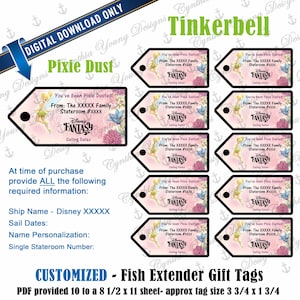Fish Extender Gift Tags| Customized With YOUR Personal Information| Not an Instant Download | Pixie Dust FE Gift Tags| Digital Download