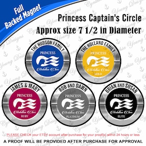 Cruise Door Magnet | Princess Cruise Line Medallion Class with Captain's Circle Level | Gold Ruby Platinum Elite | Reward Program