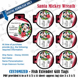 Fish Extender Ornament Gift Tags| Customized With YOUR Personal Information| Not an Instant Download | DCL FE Gift Tags| Christmas Gift Tag