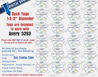 Duck Tags Round Tags | Customized With YOUR Personal Information| Not an Instant Download | RCL NCL Princess | Any Cruise Line