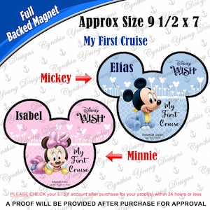 Cruise Door Magnet | Stateroom Door Mickey Ears | Baby First Cruise | Baby Minnie | Baby Mickey | Any Cruise Line