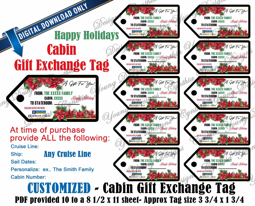 Cabin Gift Exchange Tags Christmas Holiday Themed Personalized W/your Personal Information ANY
