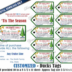 Tis the Season Duck Tags| Holiday Customized Duck Tag| RCL NCL Princess Celebrity (Any Cruise Line) | Not an Instant Download