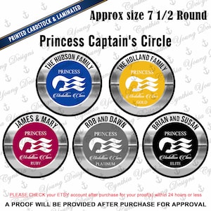 Cruise Door Magnet | Princess Cruise Line Medallion Class with Captain&#39;s Circle Level | Gold Ruby Platinum Elite | Reward Program