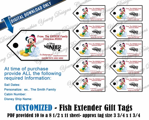 Fish Extender Gift Tags Customized With YOUR Personal Information