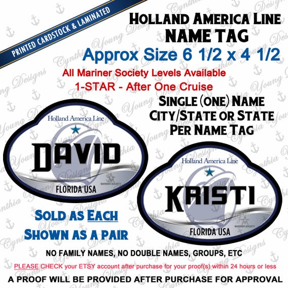 Cruise Door Magnet | Stateroom Door Name Tag Magnet | Holland