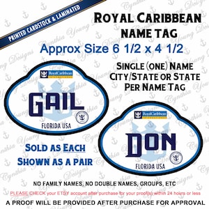 Cruise Door Magnet | Stateroom Door Name Tag Magnet | Royal Caribbean Name Tag Cruise Magnet | RCL Cruise Magnet | Crown & Anchor Society