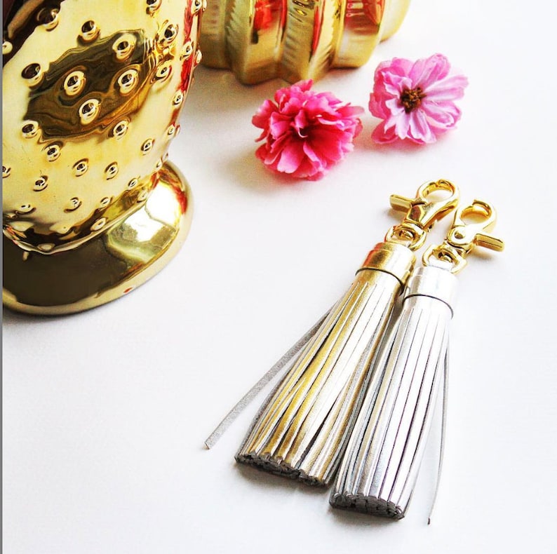 Leather Tassel Keychain Tassel Keyring Yellow Tassel Keychain Handmade Genuine Leather Brass Tassel Keychain Purse Ring Bag Charm