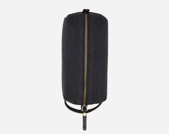 Leather Toiletry Bag | Black Travel Kit | Handmade Canvas Cosmetics Bag | Travel Case | Dopp Kit | Makeup Bag | Leather Gift