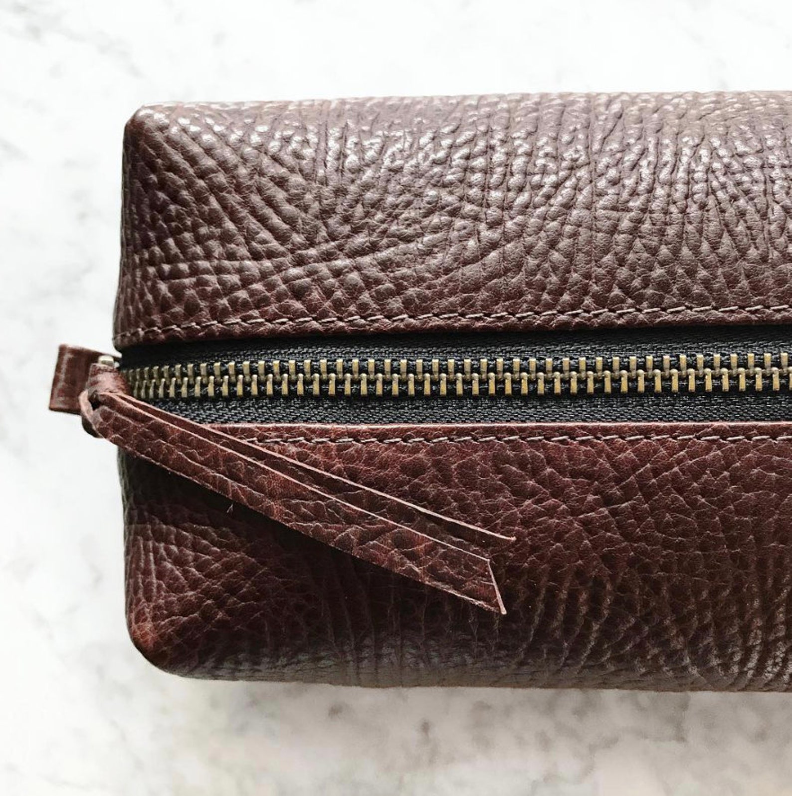 Handmade Genuine Leather Toiletry Bag. Leather Cosmetics Bag. Etsy