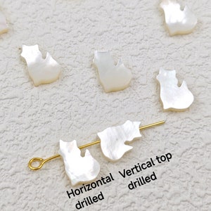 8×12 mm Mother Of Pearl Cat Beads , White MOP Cat Beadss, Carved Cute Cat beads, Shell Cat Charms, Cats Lover Jewelry , 5 pcs or more, YB696