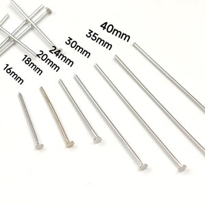 White Gold Plated T-Pins, 0.7 mm T Headpins , Flat HeadPins, Multiple Size, Flat Top Head Pins, Jewelry Findings ,100 pcs or more ,YB226