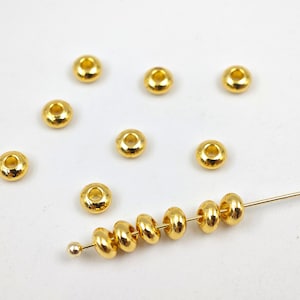 2x4 mm Gold Plated Rondelle Beads, 18K Gold Plated Abacus Beads,  Abacus Saucer Spacer, Rounded Edge Abacus , 50 pcs or more, YB244