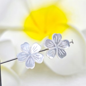11 mm マザーオブパール 桜の花ビーズ、天然 MOP ホワイト 桜の花ビーズ、シェル 桜の花ビーズ、5 個以上、YB393