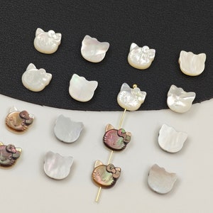 9×10 mm Mother Of Pearl Cat Beads ,Natural MOP Cat Head Beads , Carved Cat beads, Shell Cat Beads, Vertical Top Drilled, 2  pcs or more,YB71