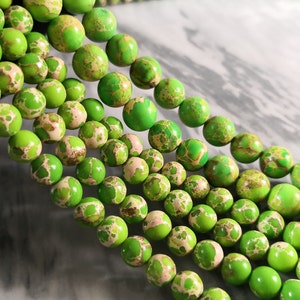 15.5&#39; Full Strand Green Sea Sediment Jasper Beads, 4mm 6mm 8mm 10mm Natural Emperor Stones Beads for Jewelry Making ,Gemstone Beads Supplies