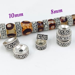 8mm 10mm Antique Silver Rondelle Spacers Beads, 40 pcs Metal Rondelle Spacer Beads , Tibetan Silver Spacers , Diy Jewelry Supplies , YB1207