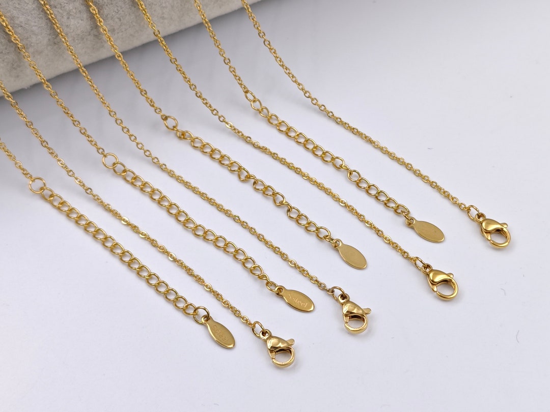 Adjustable Rolo Chain Link 1.8 Mm 18K Gold Plated Rolo Chain Necklace , Cable Chain Oval Link ...