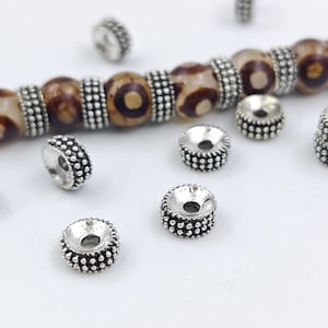 3x7 mm Antique Silver Rondelle Spacers Beads, 40 pcs Metal Rondelle Spacer Beads , Tibetan  Silver Spacers , Diy Jewelry Supplies , YB1209