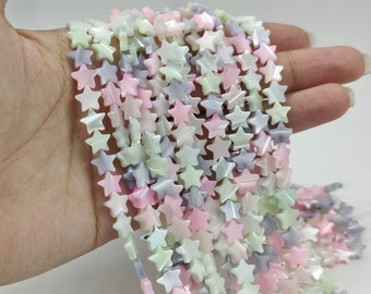 8 mm Mother Of Pearl Colored Star Beads, Multicolor Star MOP Beads,Rainbow Star beads, Natural Shell Beads, 15.5" per strd ,Hole 0.7 mm,YB32