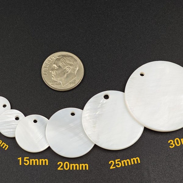 Natural Shell Disc, Mother Of Pearl Disc Charms,White Mop Coin Pendants, Natural White Pearl Shell Pendant,Flat Circle, 10 pcs or more,YB245
