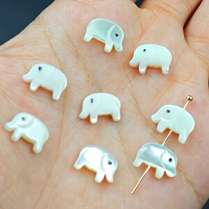 8×11 mm Double Sided Mother Of Pearl Elephant Beads , Pearl Elephant Beads , Lucky Elephant Beads, 5  pcs or more ,Jewelry Supplies, YB77
