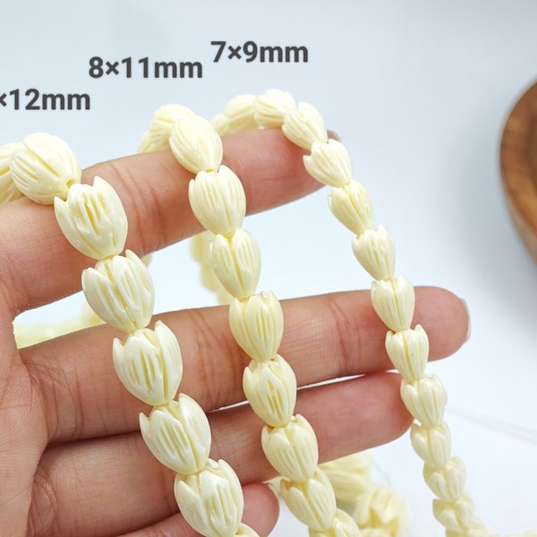 Ivory Pikake Beads , Composite Resin Coral Jasmine Flower Beads, Hawaiian Coral Powder Beads , Pikake Beads Wholesale , 30 pcs or more, YB90