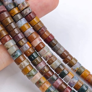 3×6.5 mm Multi-color Heishi Jasper Stones, Smooth Brown Heishi Jasper, Mixed Color Jasper Rondelle Beads, 15.5&#39;&#39; per strand,  1 strd , YB845