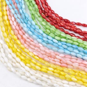 4×8 mm Mother Of Pearl Oval Beads , Colorful MOP Oval Beads , Shell Oval Beads , Shell Rice Beads , 15.5&quot; Full Strand, 1 strd or more, YB953