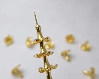Cuentas Puakenikeni de oro de 13 x 14 mm, cuentas Puakenikeni de aleación de metal de zinc, cuentas Puakenikeni hawaianas de metal, 20 piezas o más, YB1440
