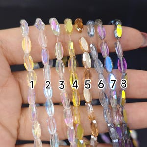 4×8 mm Faceted Flat Oval Crystal Beads , Colorful Glass Oval Beads , Sparkling Crystal Glass Beads, 18 &#39;&#39; per strand , 1 /3/6 strds , YB1050