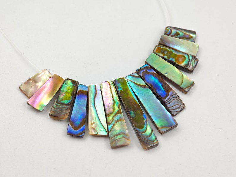 13 Pcs Abalone Shell Rectangle Graduated Loose Beads , Abalone ...