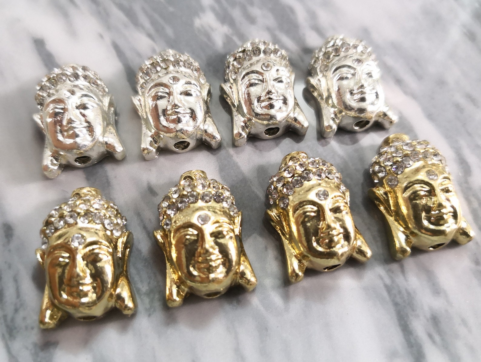 10pcs Buddha Head Beads Rhinestone Buddha Beads Buddha Etsy