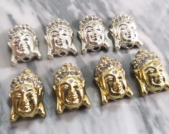 10pcs Buddha Head Beads , Rhinestone Buddha Beads , Buddha Head , Spacer Beads ,Buddha Head Spacer Beads for Jewelry Making