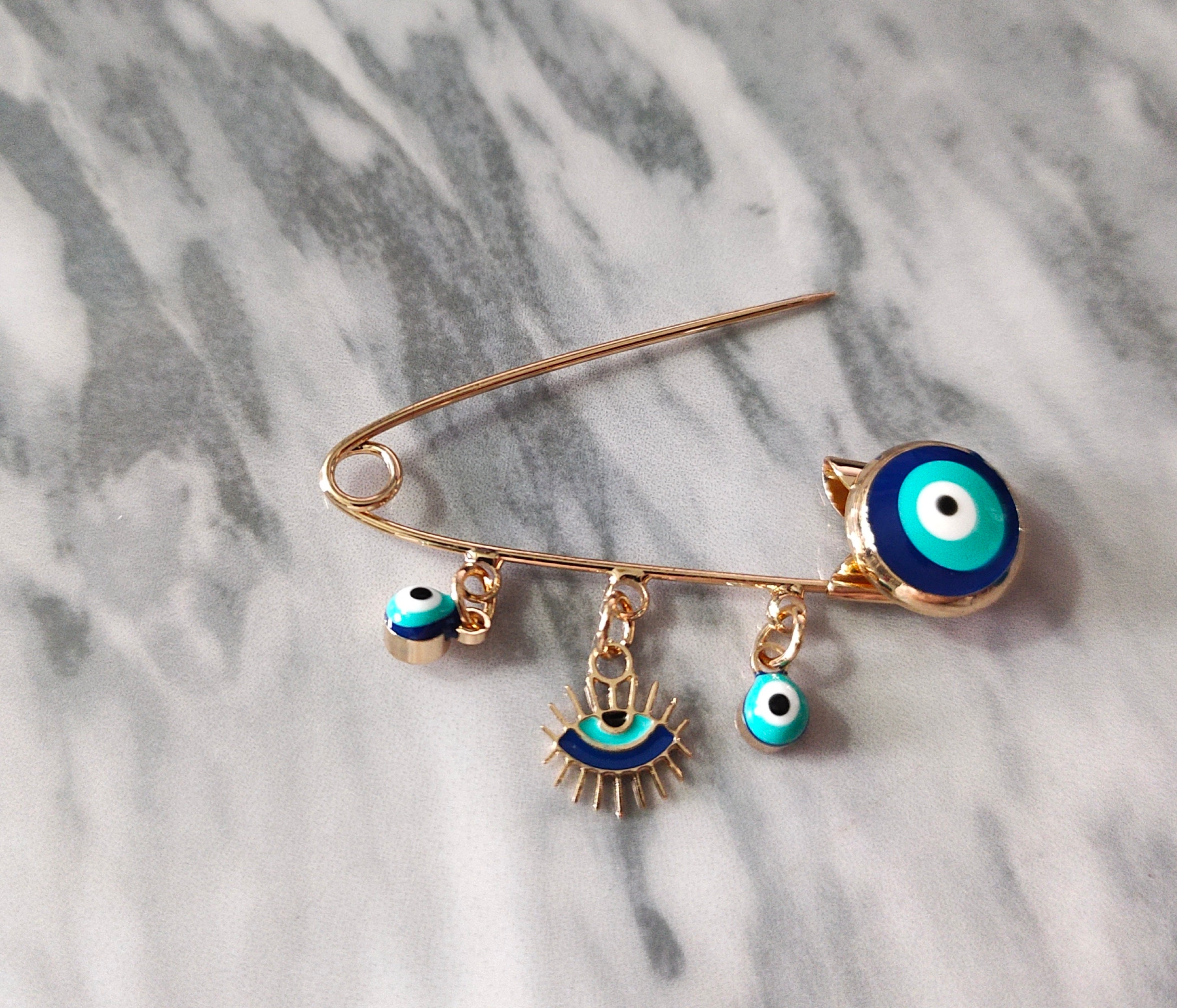 1 10 Pieces Evil Eye Protection Pins 38mm Turkish Evil Eye Etsy