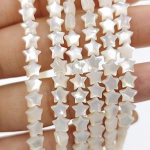 5 mm Perlmutt Stern Perlen, naturweiße MOP Stern Spacer Perlen, Hauch Stern Perlen, Perle Little Star Perlen, 5 Stück oder mehr, YB1031