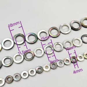 Black Lip Shell Donut Beads, Mother Of Pearl Black Shell Donut Beads ,Black MOP Donuts , Natural Black Shell Donut Beads, 16&quot; per strd, YB93
