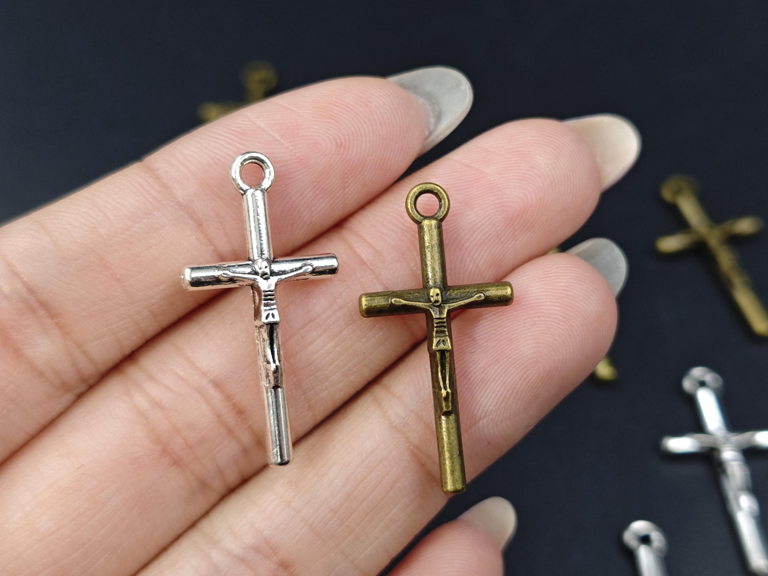 14×28 mm 30 個 アンティーク シルバー/ブロンズ イエス クロス