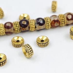 3x7 mm Antique Gold Rondelle Spacers Beads , 40 pcs Metal Rondelle Spacer Beads , Antique Gold Spacer Beads , Diy Jewelry Supplies , YB1208