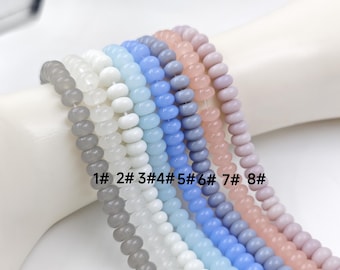 Perline di vetro rondelle color pastello da 5×8 mm, perline di vetro lisce colorate a forma di piattino, 15'' per filo, perline rondelle all'ingrosso, 1 filo, YB898