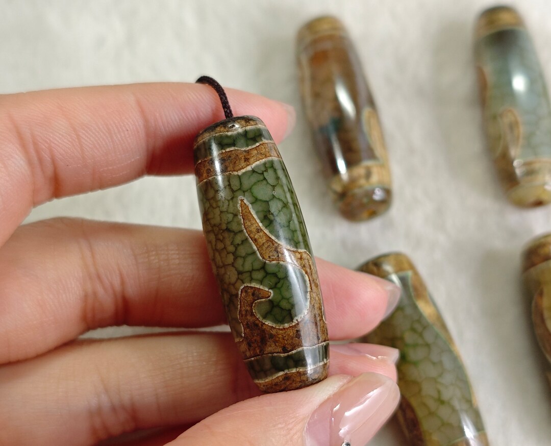 Large Money Hook Dzi Beads , Money Hook Design Motif DZI Beads , 14