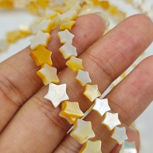 Perlmutt-Sternperlen, goldgelbe MOP-Spacer-Perlen, Muschel-Sternperlen, Sternperlenperlen, 15 &quot;voller Strang, kleine Sternperlen, YB186