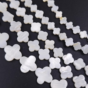 6/8/10/12/16 mm Freshwater Shell Four Leaf Clover Beads, White Pearl Shell Clover Beads , 15&#39;&#39; per strand , 1 / 3 / 6 strand optional , YB17