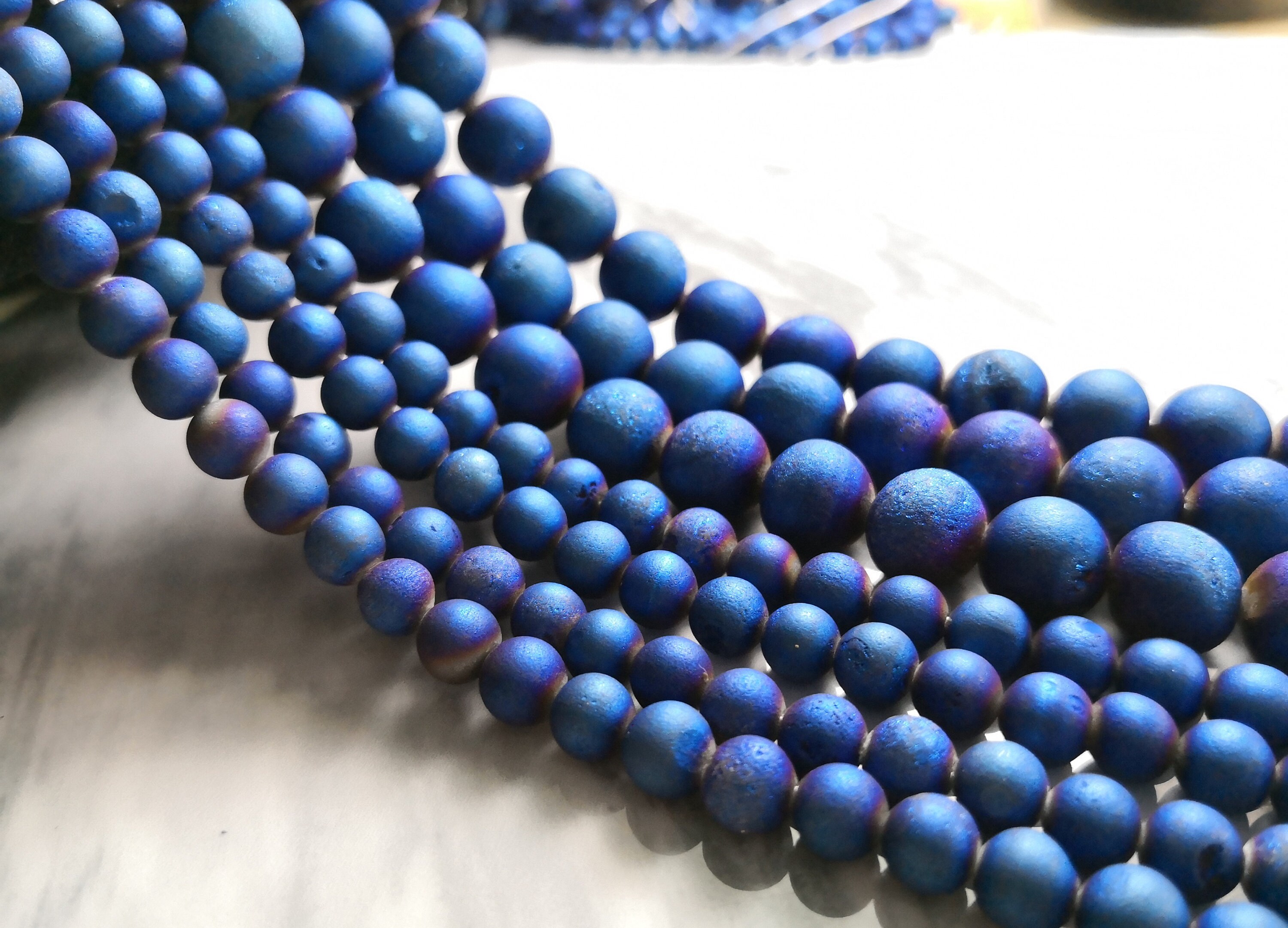 Matte Blue Druzy Agate Round Beads Druzy Beads 6mm 8mm - Etsy