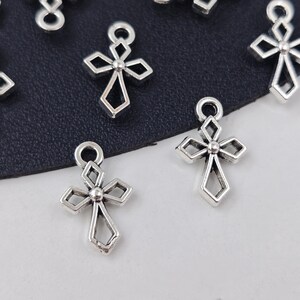 11×16 mm 30 pcs Antique Silver Cross Charms , Double Sided Cross Charms , Cross Metal Charms , Religious Metal Pendants , Wholesale , YB1096