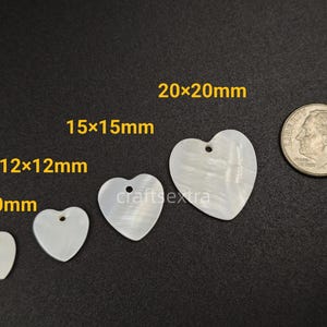 Cuentas planas en forma de corazón de nácar, cuentas espaciadoras de nácar blanco natural en forma de corazón, 10/12/15/20 mm, 5-100 unidades de dijes grandes de corazón de concha, YB50
